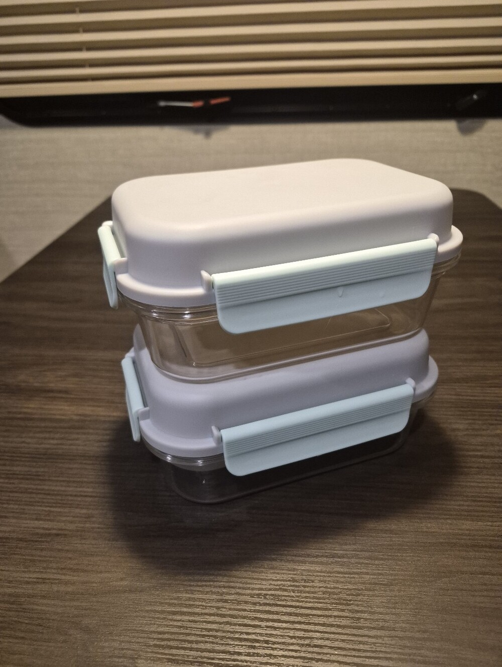 Stackable Light Purple Food Storage Containers with Mint Clips